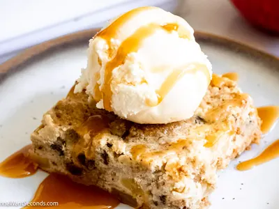 Apple Bread Pudding with heavy cream