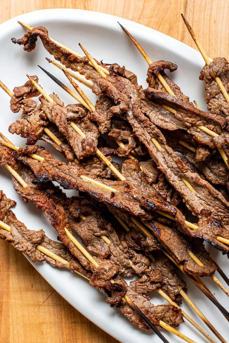 Grilled Beef Skewers with lemons and limes