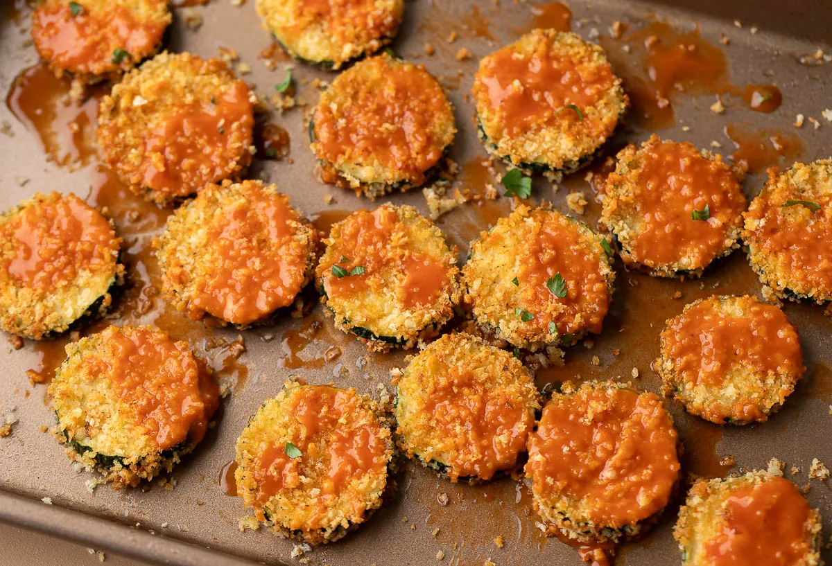 Cheesy Buffalo Zucchini Chips