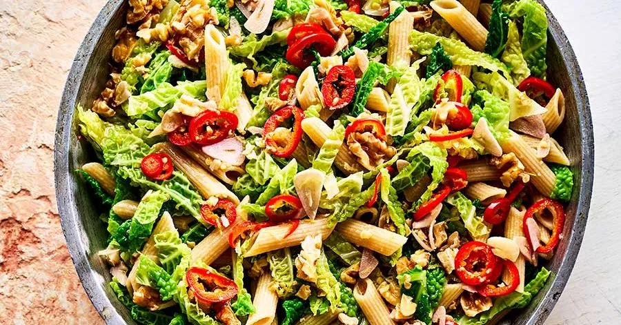 Penne with Cabbage and Walnuts