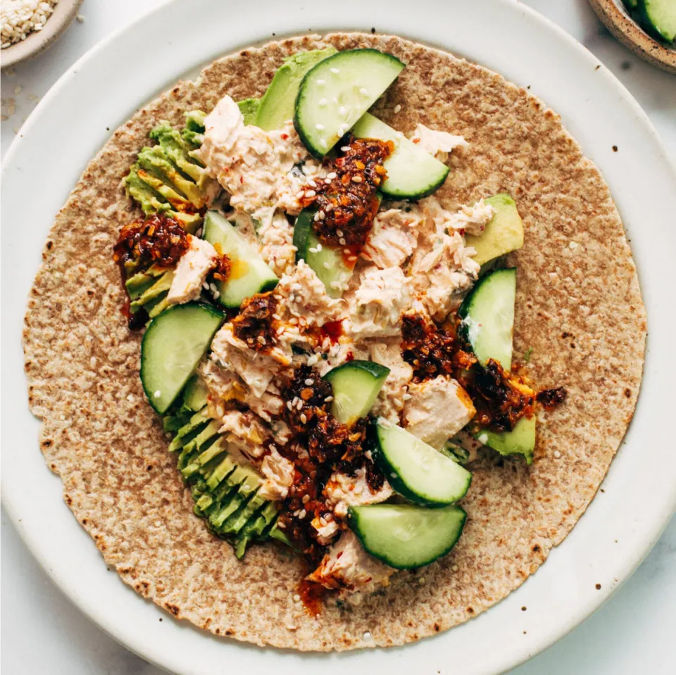 Kimchi Tuna Salad Wraps