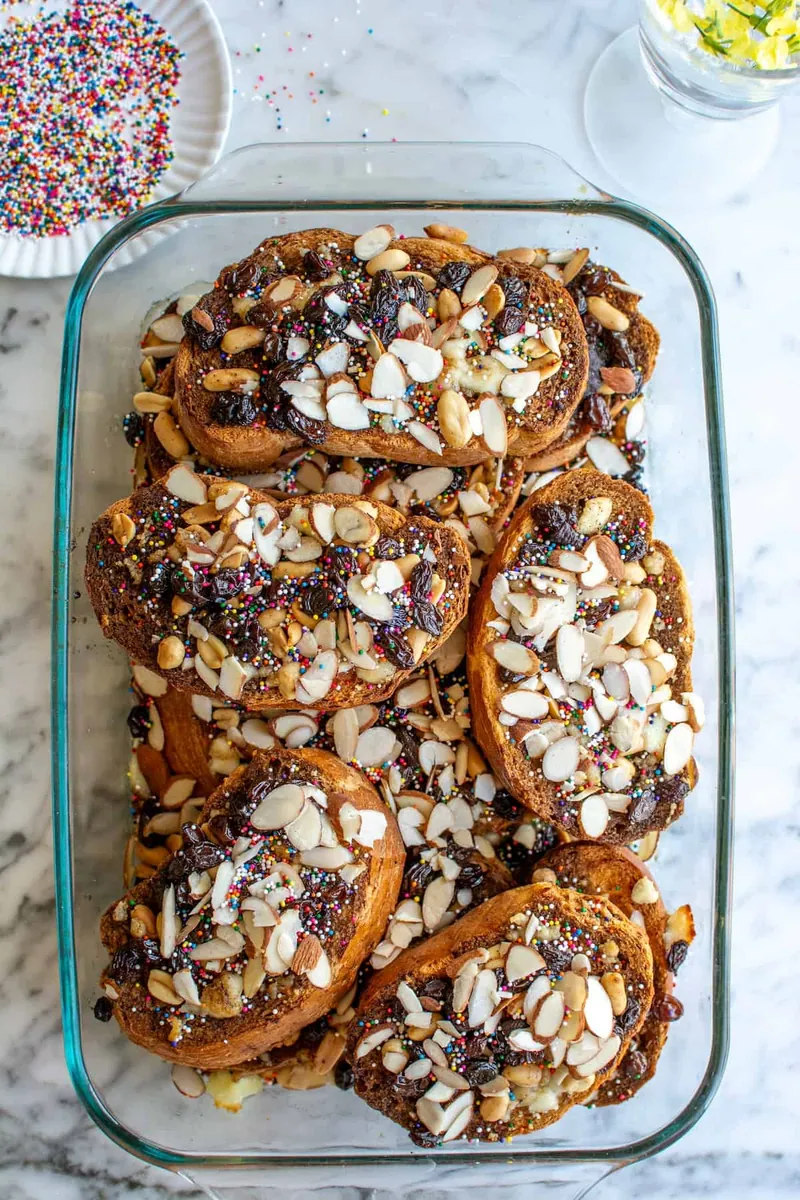 Capirotada Bread Pudding with blue cheese