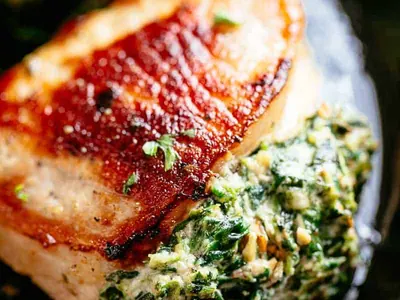Spinach Stuffed Pork Chops
