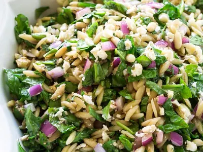 Spinach Feta Orzo Salad