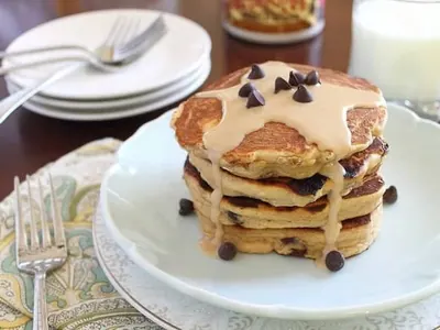 Peanut Butter Chocolate Chip Pancakes