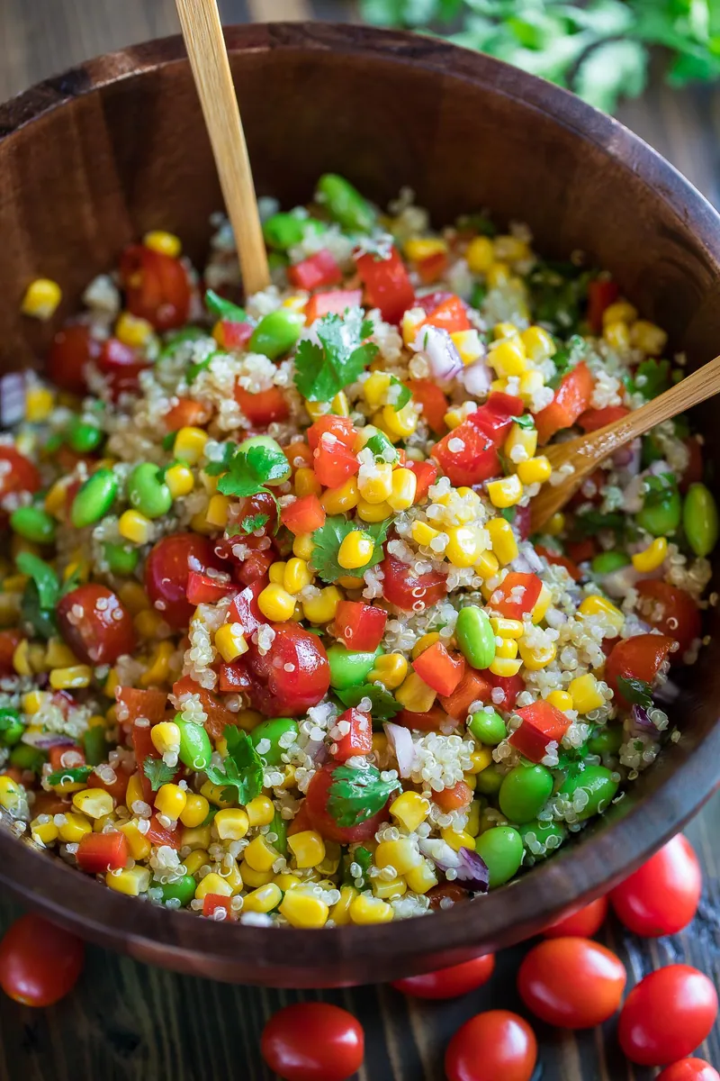 Edamame Quinoa Salad with frozen vegetables