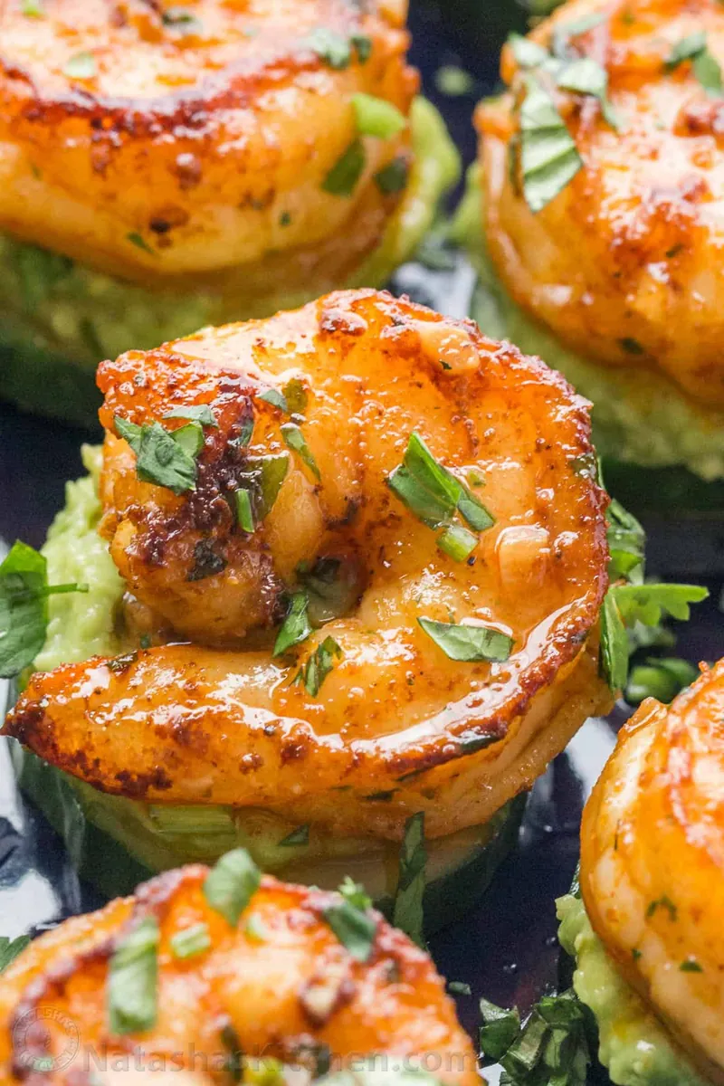 Shrimp Avocado Cucumber Bites