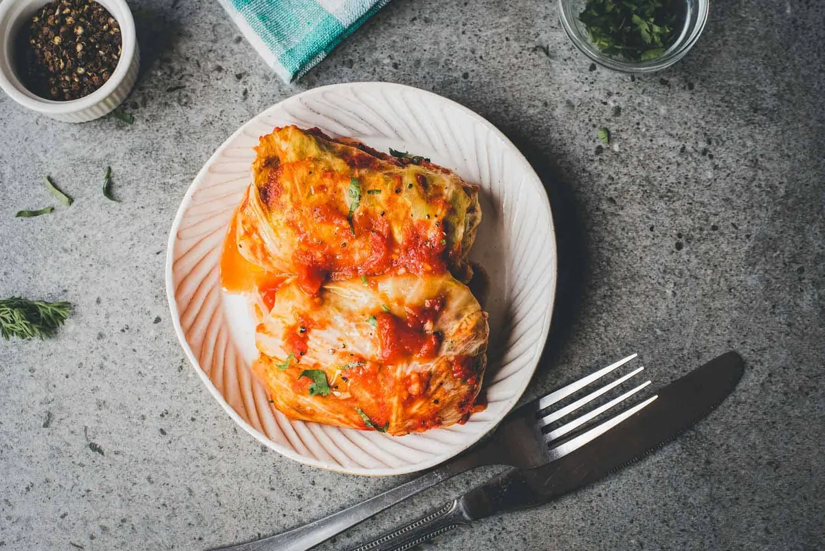 Cabbage Roll Casserole with canned tomatoes