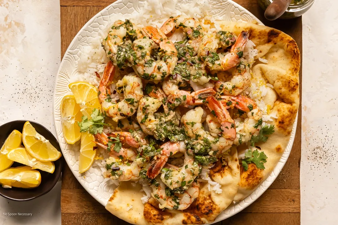 Chimichurri Shrimp with fresh herbs (cilantro