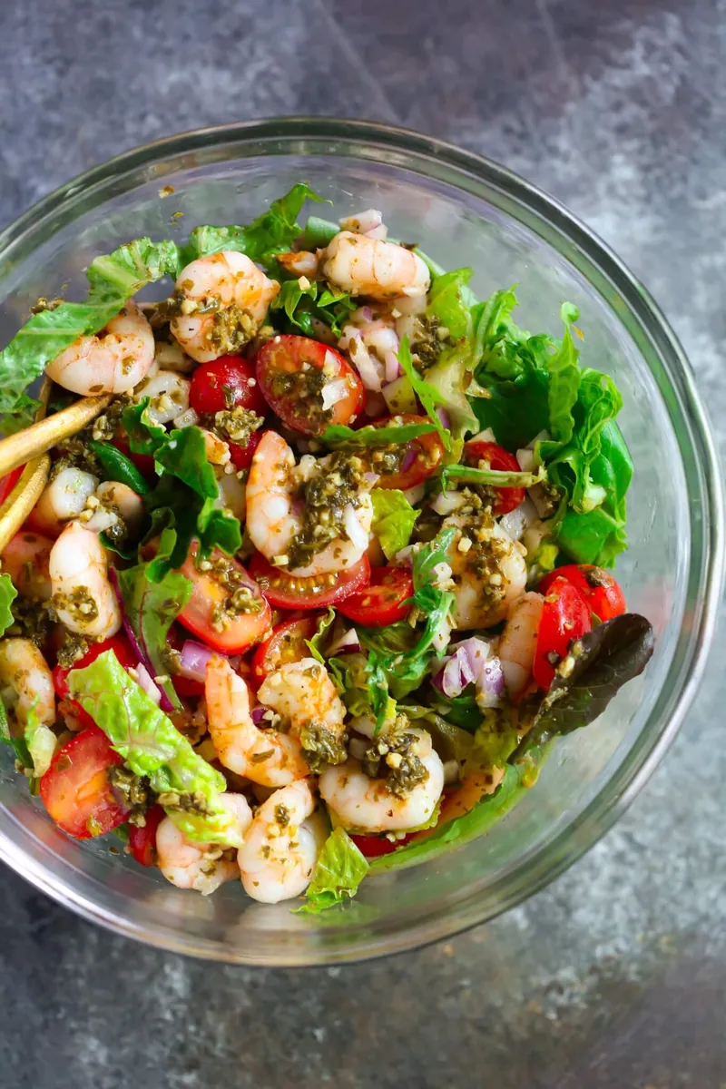 Pesto Shrimp Tomato Salad
