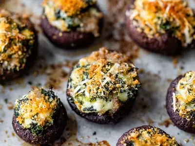 Spinach Dip Stuffed Mushrooms
