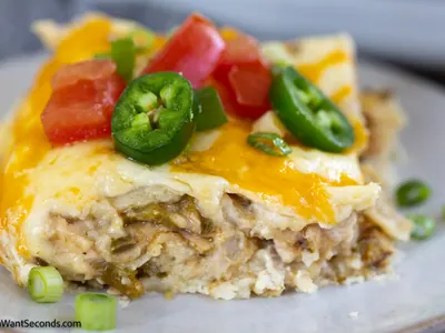 Green Chicken Enchilada Casserole
