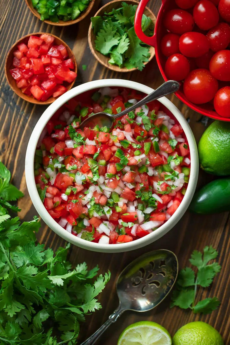 Pico de Gallo with poblano and other fresh chiles