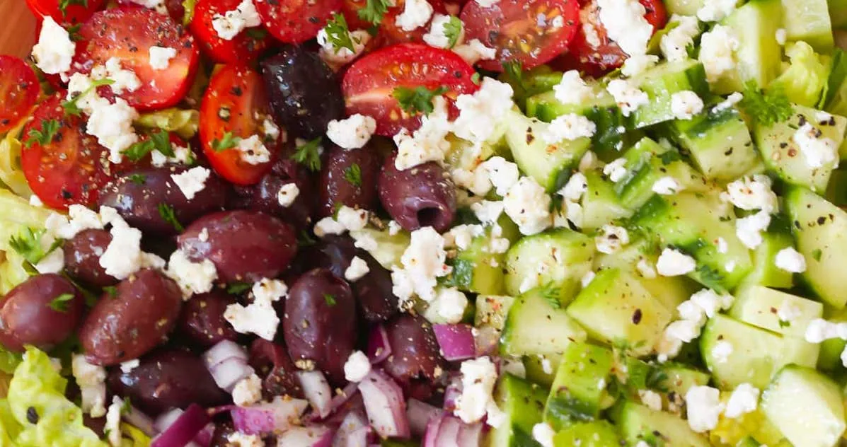 Mediterranean Salad with romaine and salad greens