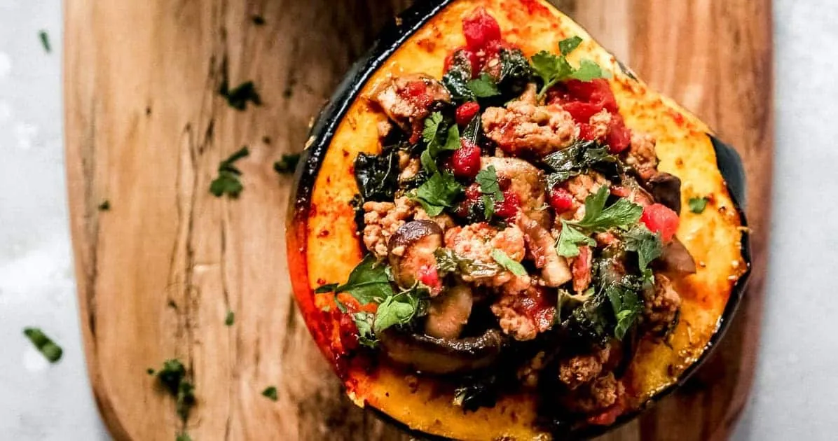 Sausage and Kale Stuffed Acorn Squash