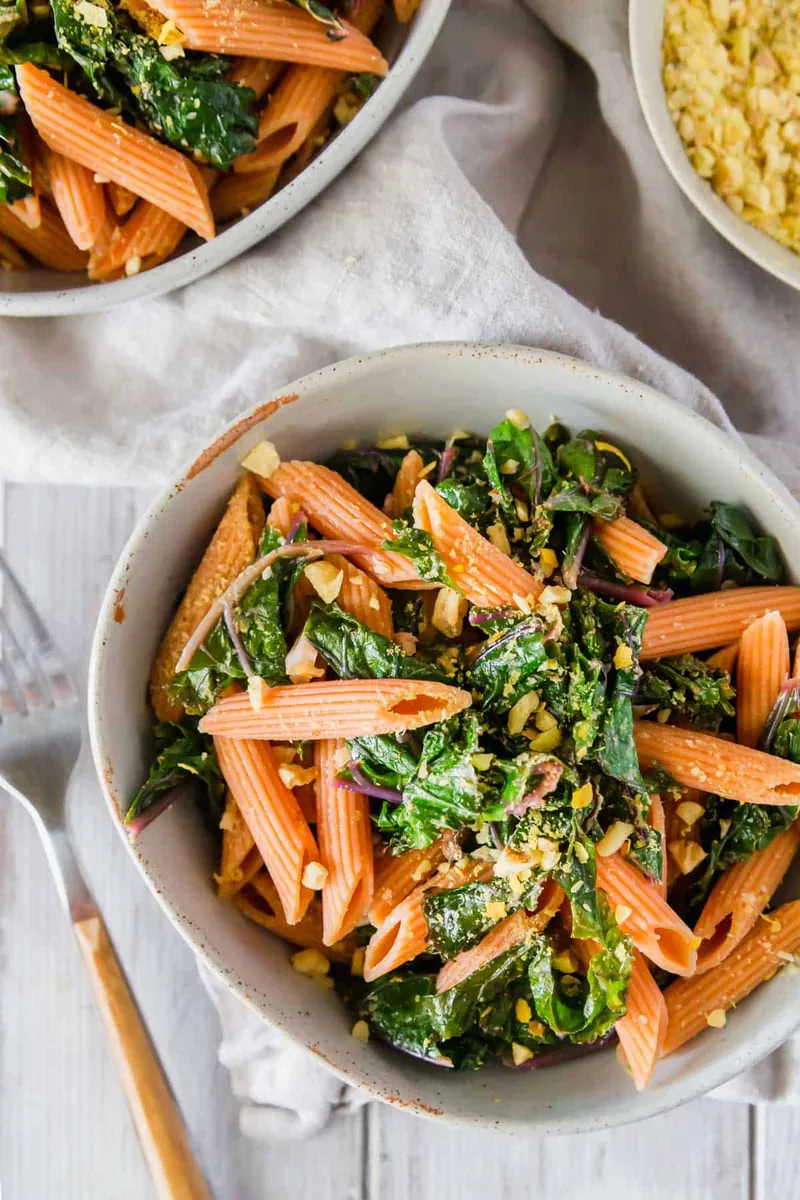Red Lentil Pasta with Greens