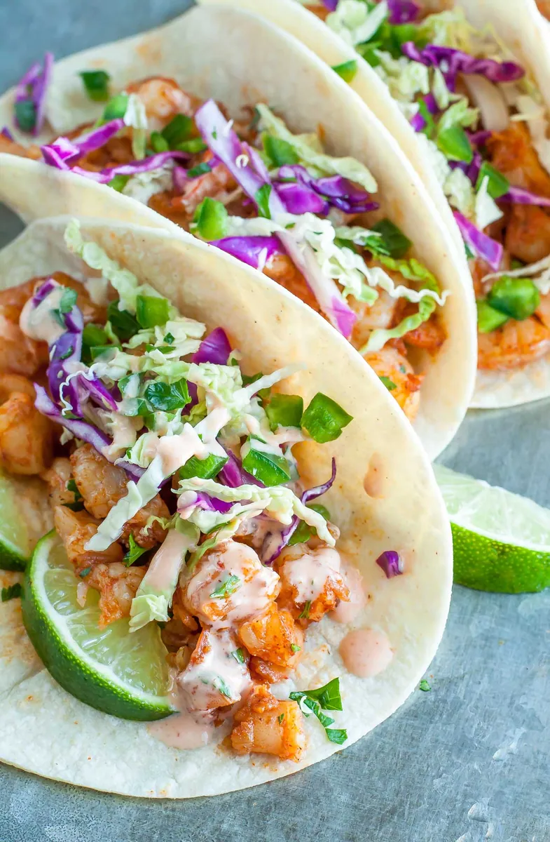 Spicy Shrimp Cabbage Tacos