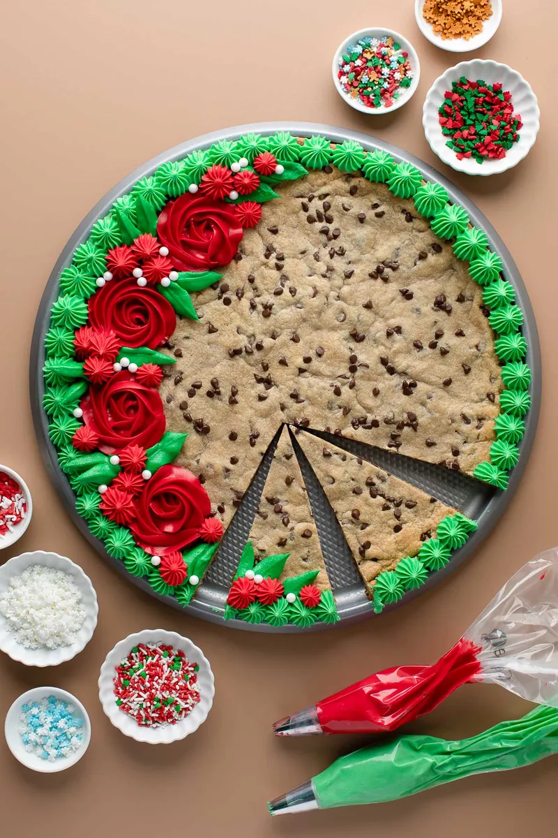 Giant Christmas Wreath Cookie Cake