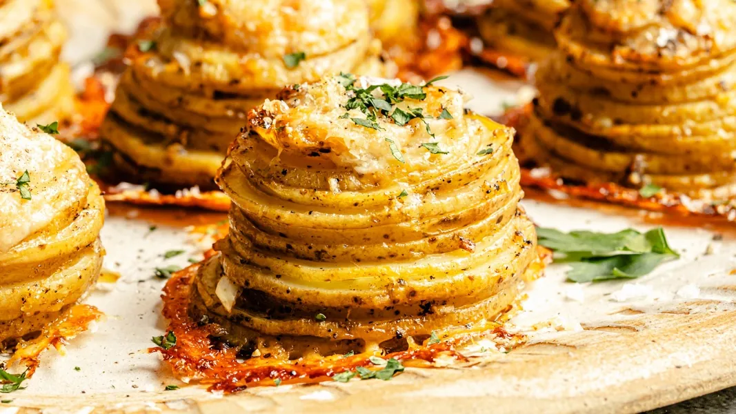 Cacio e Pepe Potato Stacks