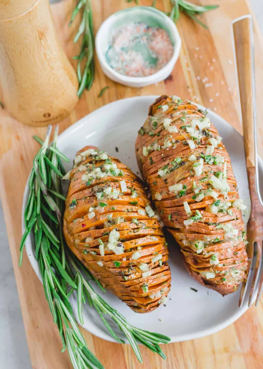 Rosemary Hasselback Sweet Potatoes
