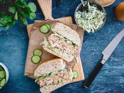 Chicken Burgers with Cucumber Yogurt