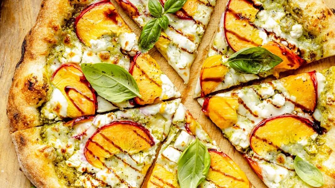 Peach Pesto Pizza