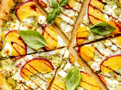 Peach Pesto Pizza
