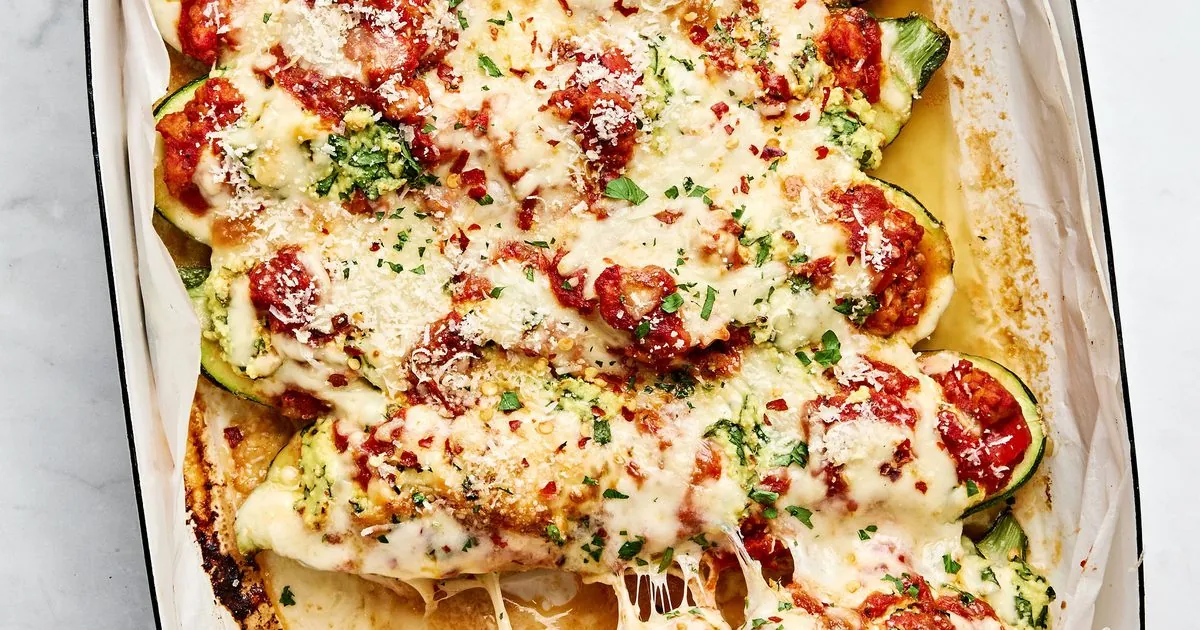 Lasagna Stuffed Zucchini Boats
