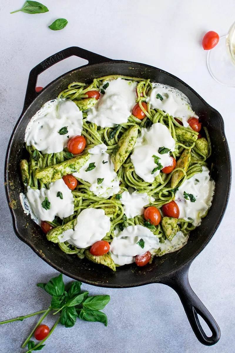Chicken Pesto Pasta with mozzarella
