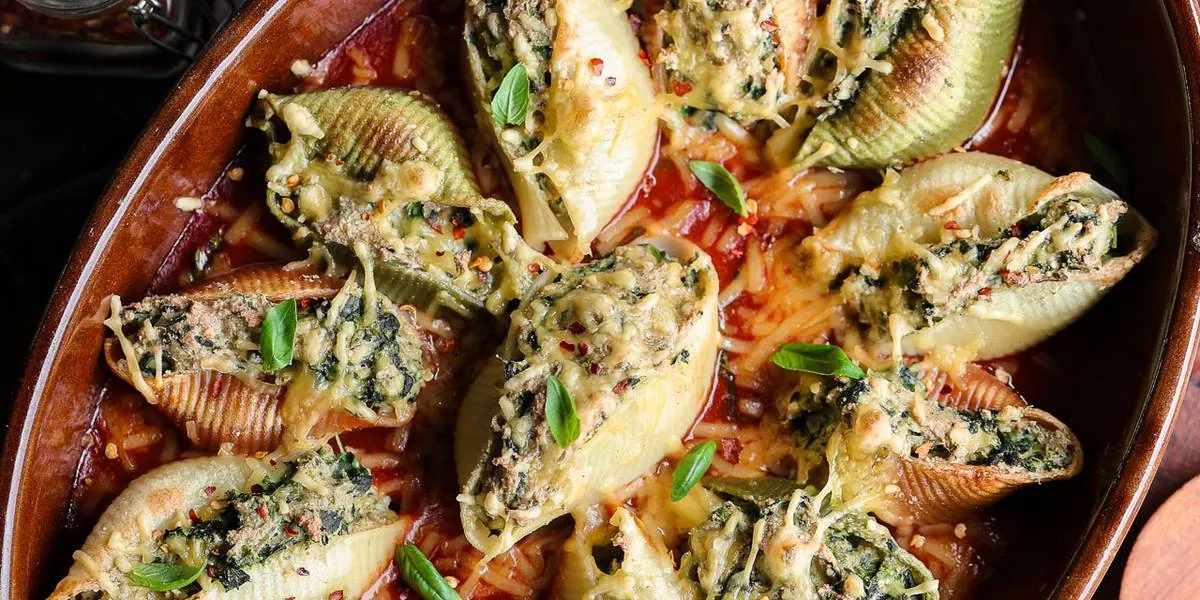 Spinach Tofu Stuffed Shells