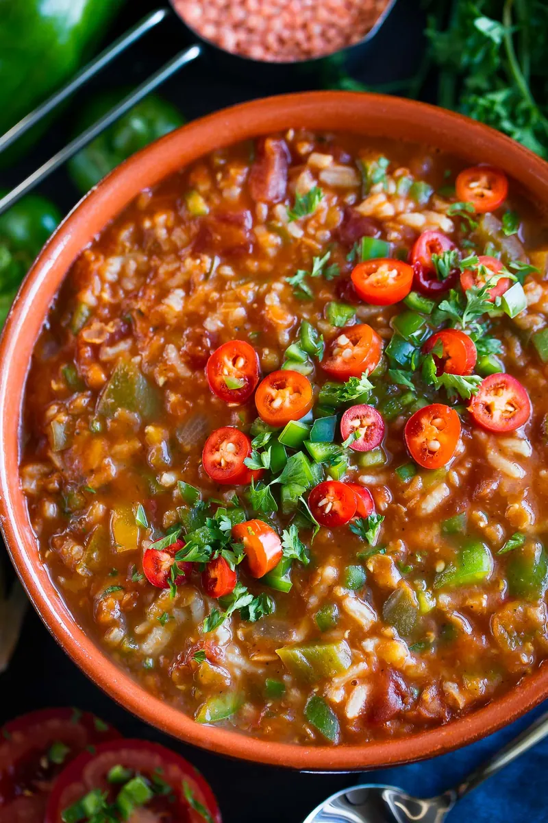 Stuffed Pepper Soup with broth