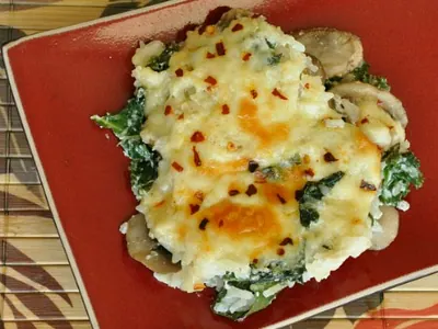 Kale Mushroom Rice Casserole
