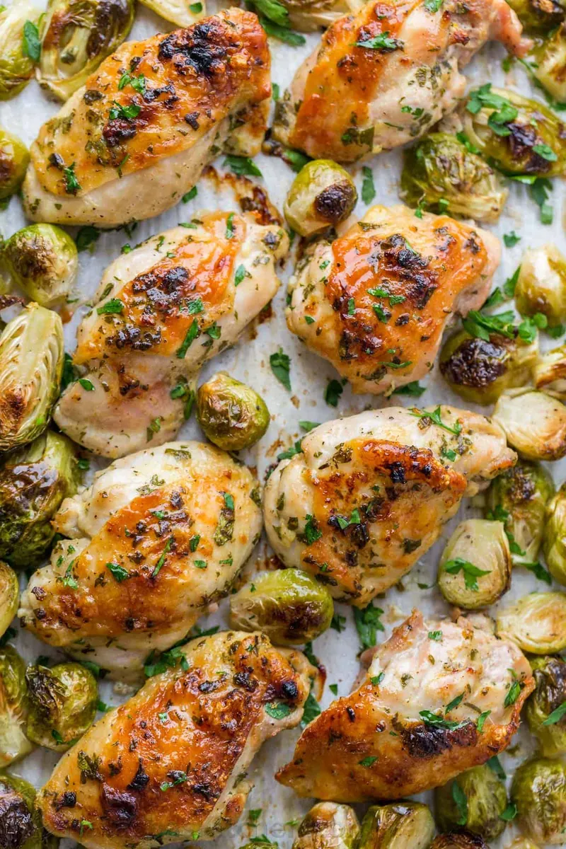 Garlic Dijon Chicken and Brussels Sprouts