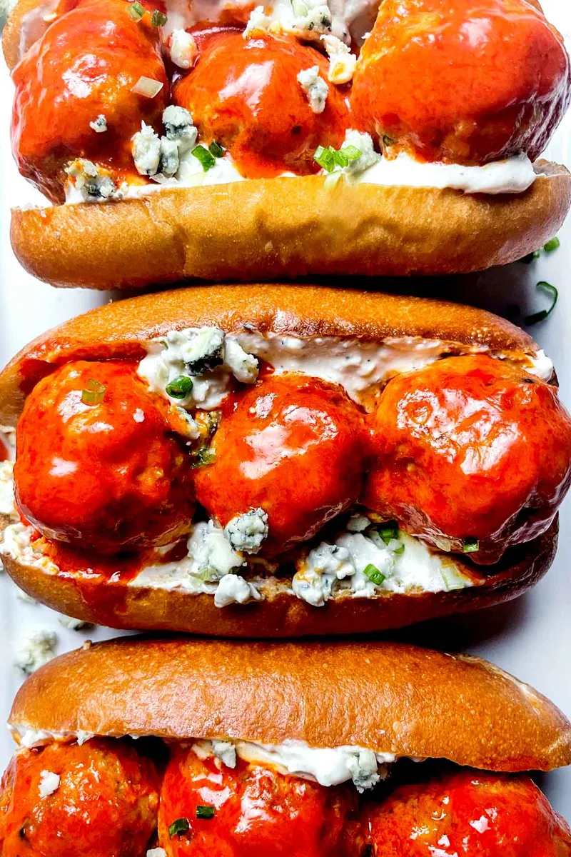 Buffalo Chicken Meatball Sandwiches