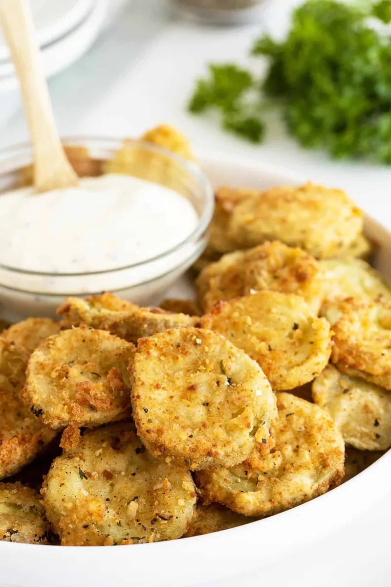 Fried Pickles with milk