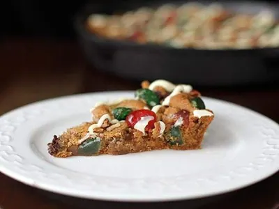 Fruitcake Chocolate Chip Skillet Cookie