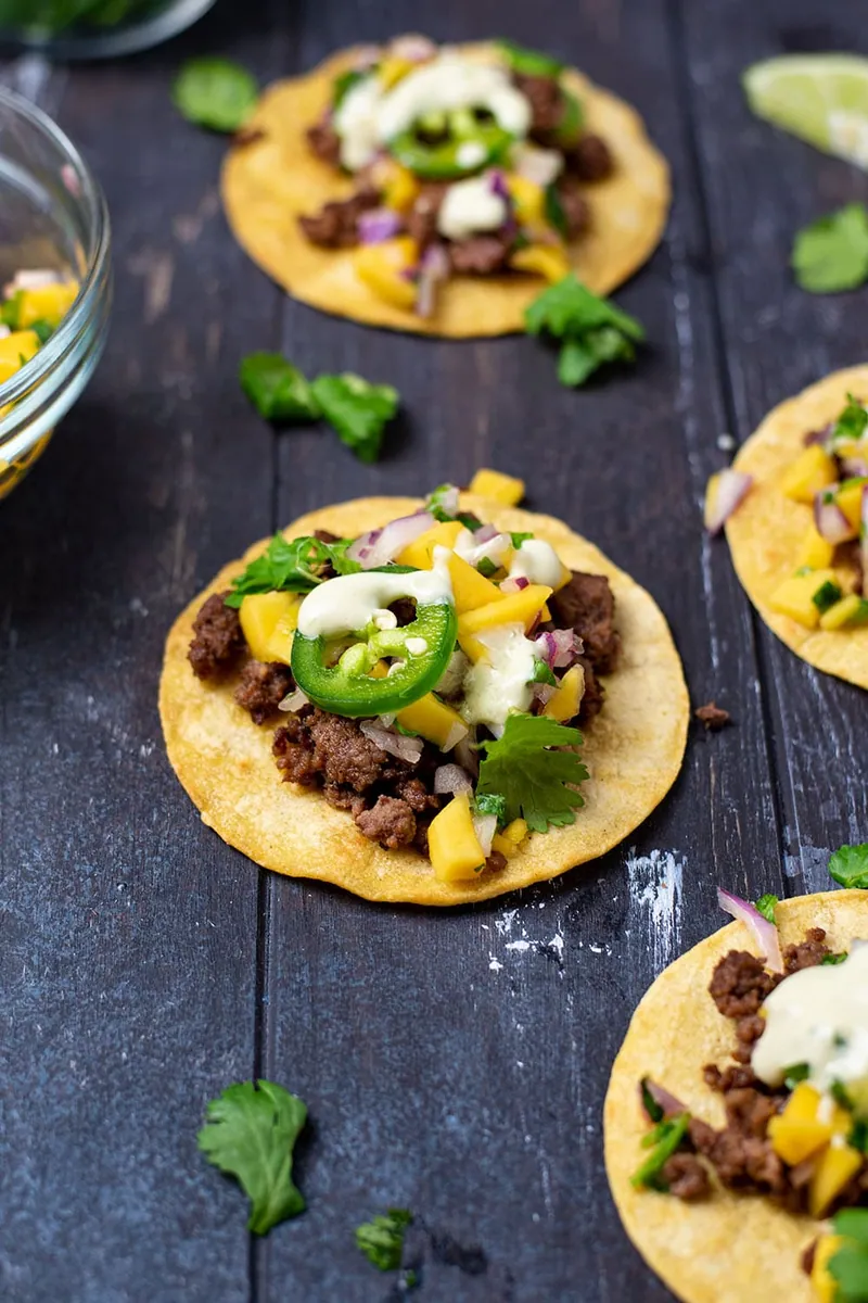Sesame Beef Tacos with Mango