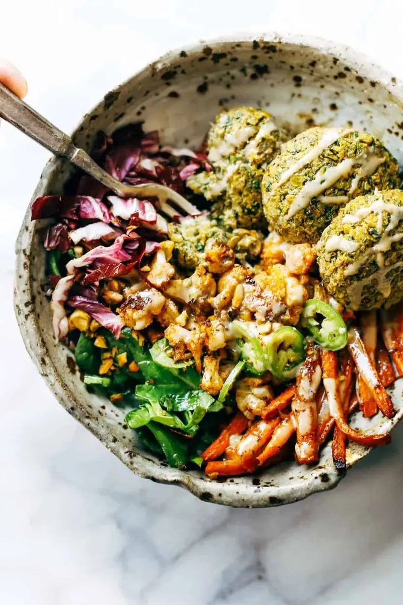 Roasted Vegetable Falafel Bowls
