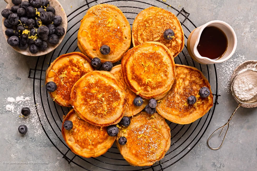 Lemon Ricotta Pancakes with eggs