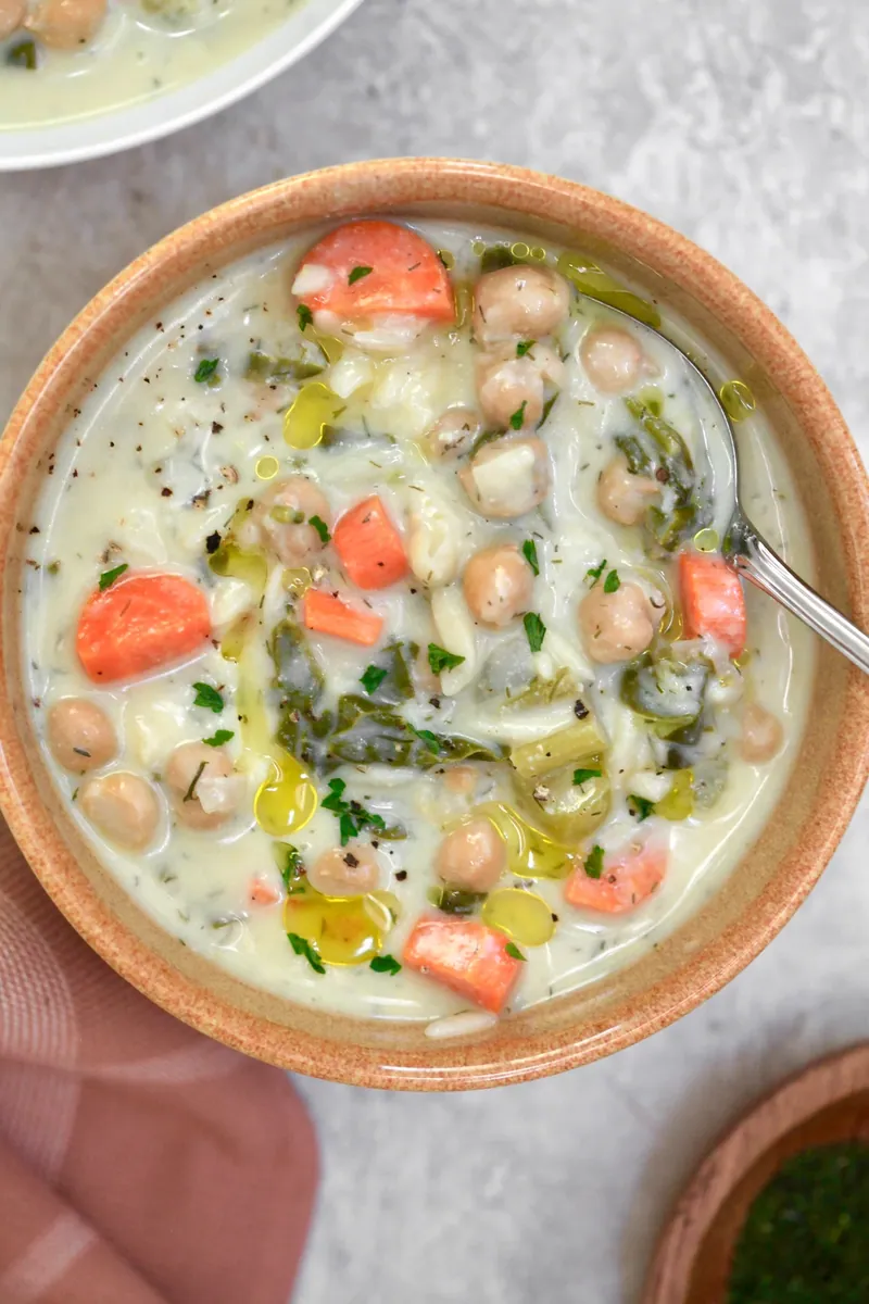 Lemon Orzo Chickpea Soup