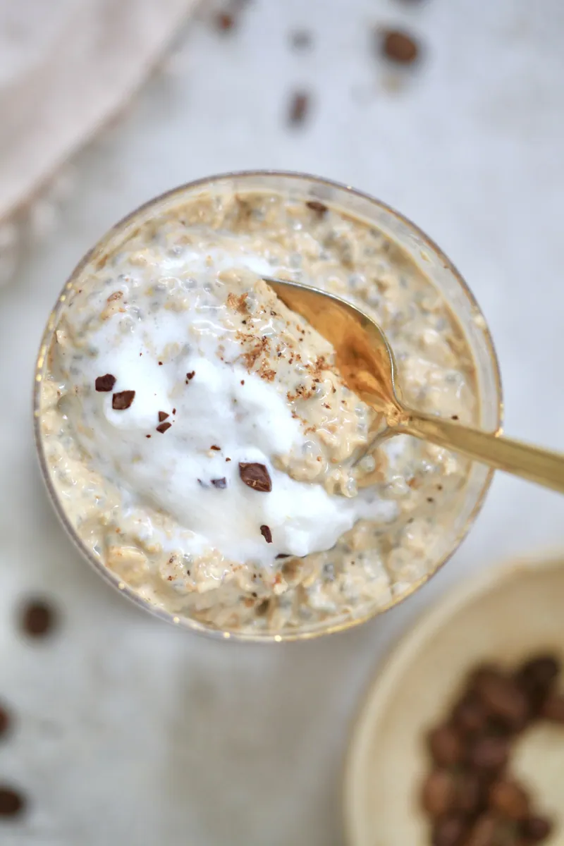 Coffee Overnight Oats with sour cream