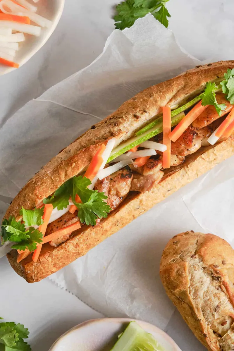 Chicken Banh Mi with bagels