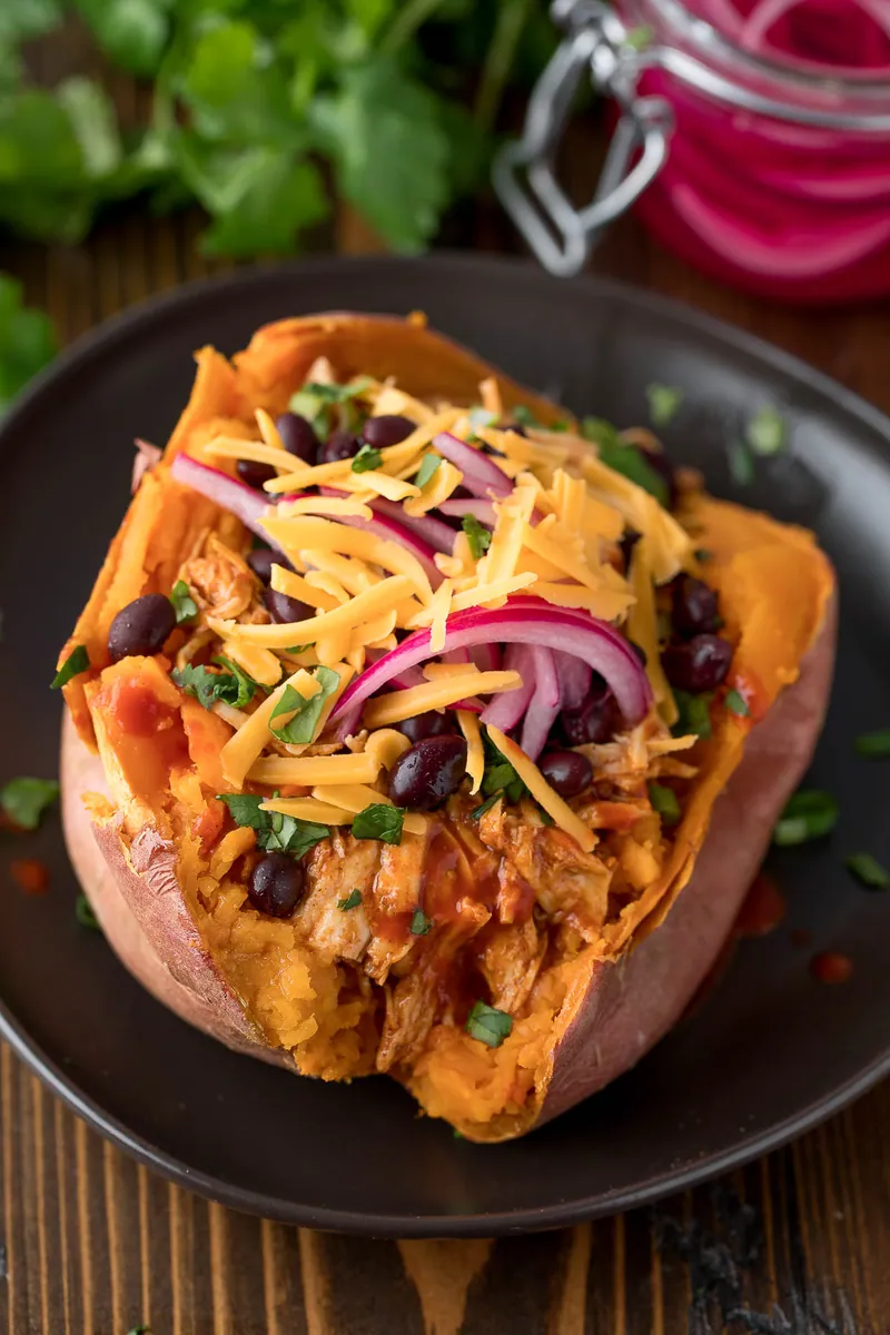Cheesy Salsa Chicken Sweet Potato