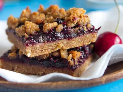 Almond Cherry Crumble Squares