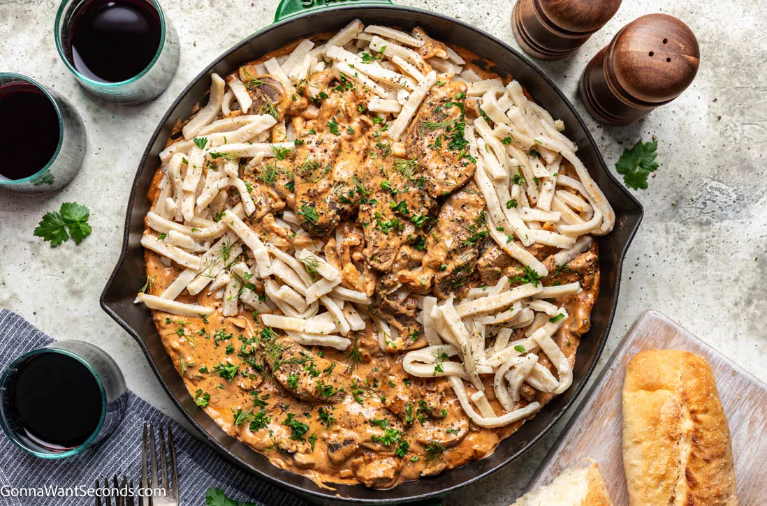 Mushroom Stroganoff with mushrooms