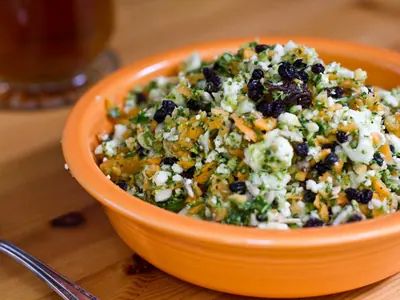 Broccoli Cauliflower Salad with berries