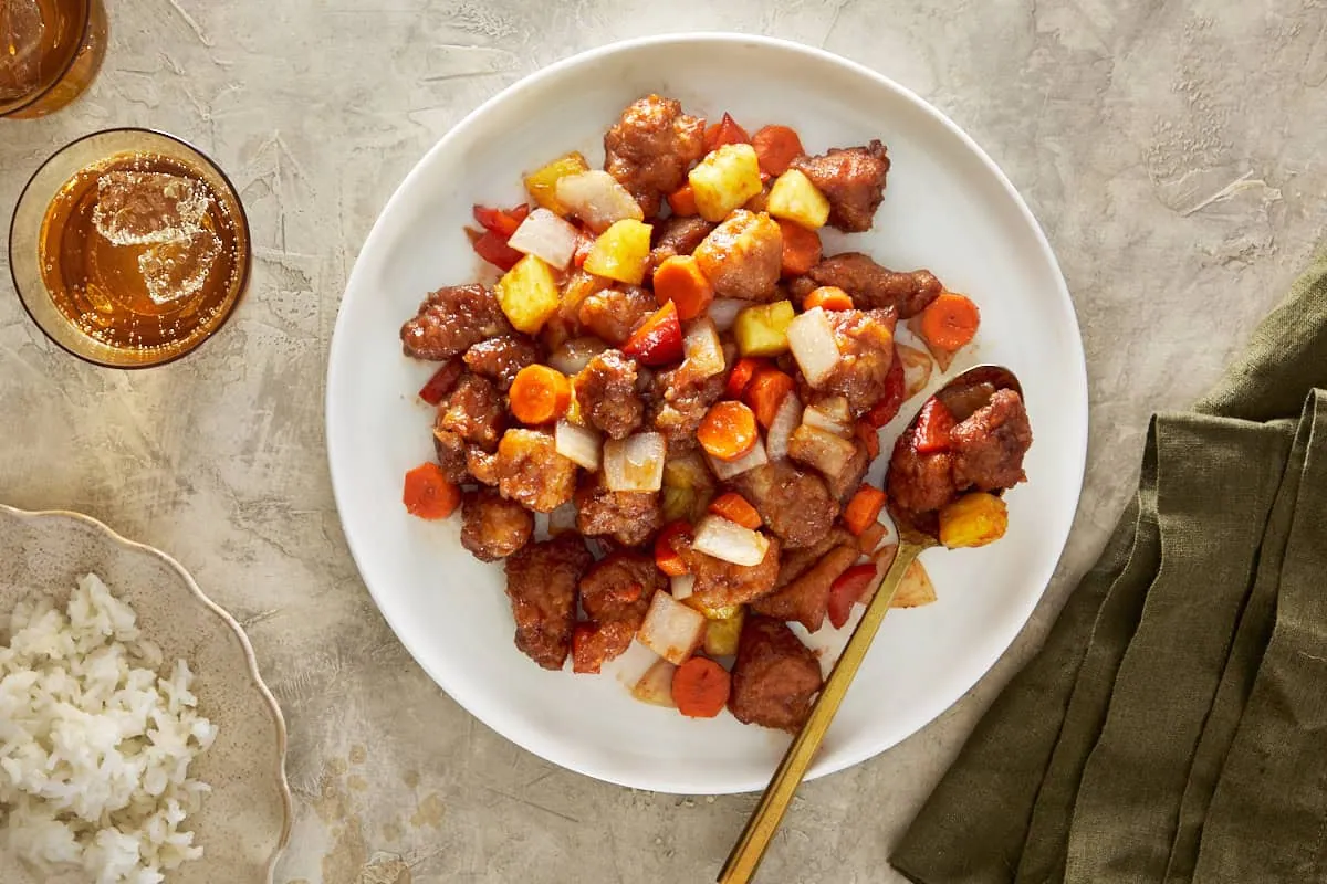Sweet and Sour Chicken with pineapple and mango