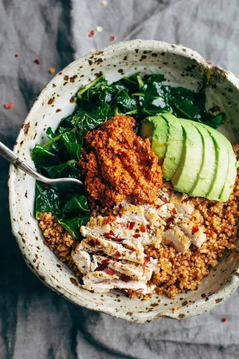 Chicken Kale Quinoa Bowls