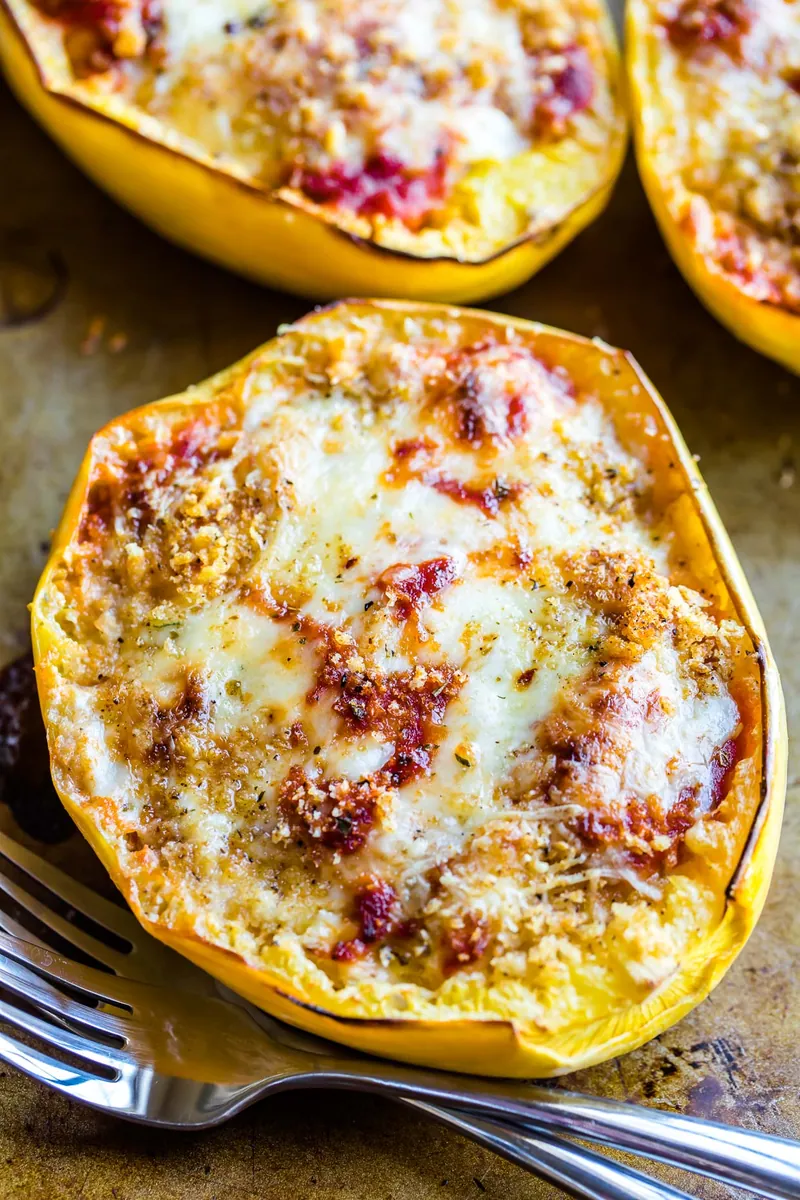Cheesy Vegetarian Spaghetti Squash