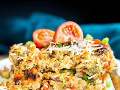 Savory Pizza Oatmeal Bake